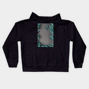 Frame of leaves of green glitter sparkles Kids Hoodie